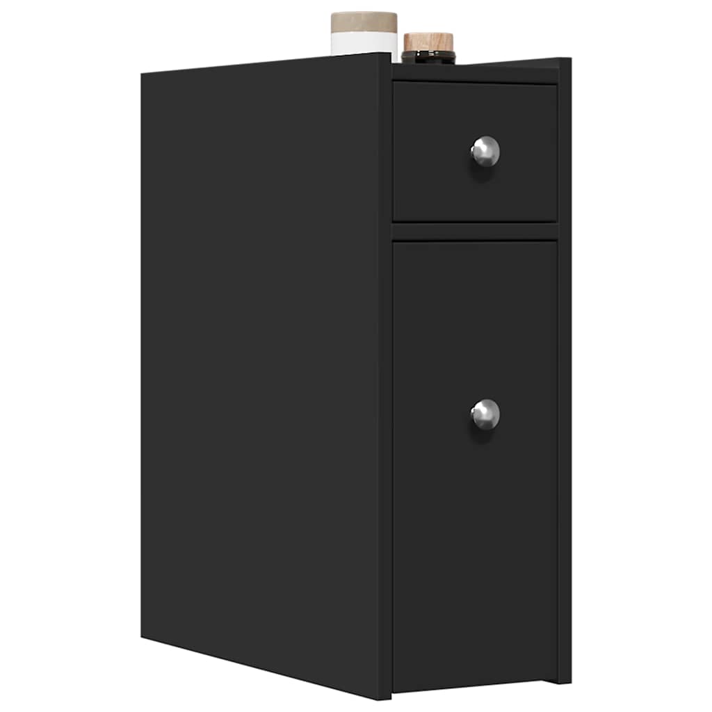 Armoire de salle de bain étroite avec roulettes noir - XIOS