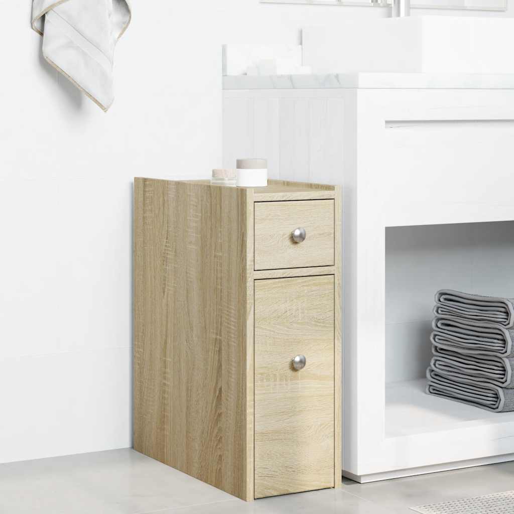 Armoire de salle de bain étroite avec roulettes chêne sonoma - XIOS