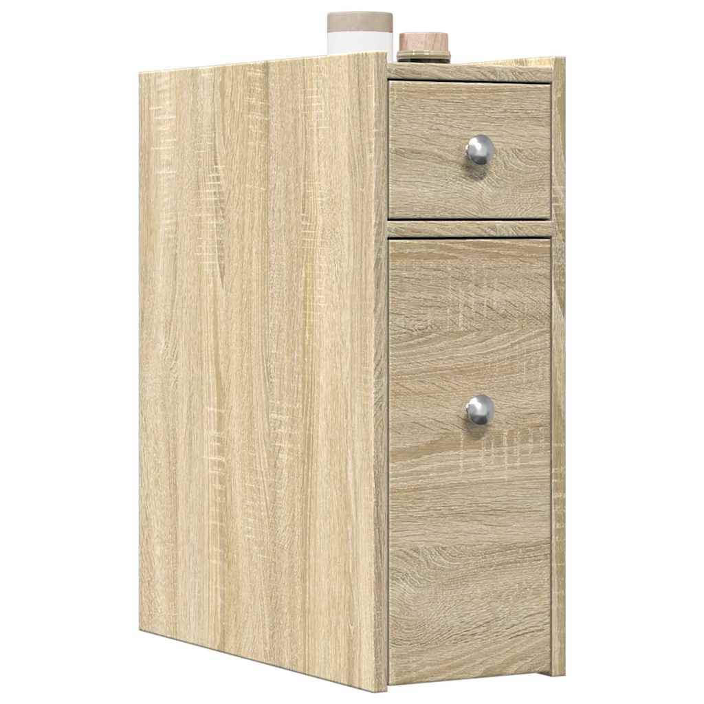 Armoire de salle de bain étroite avec roulettes chêne sonoma - XIOS