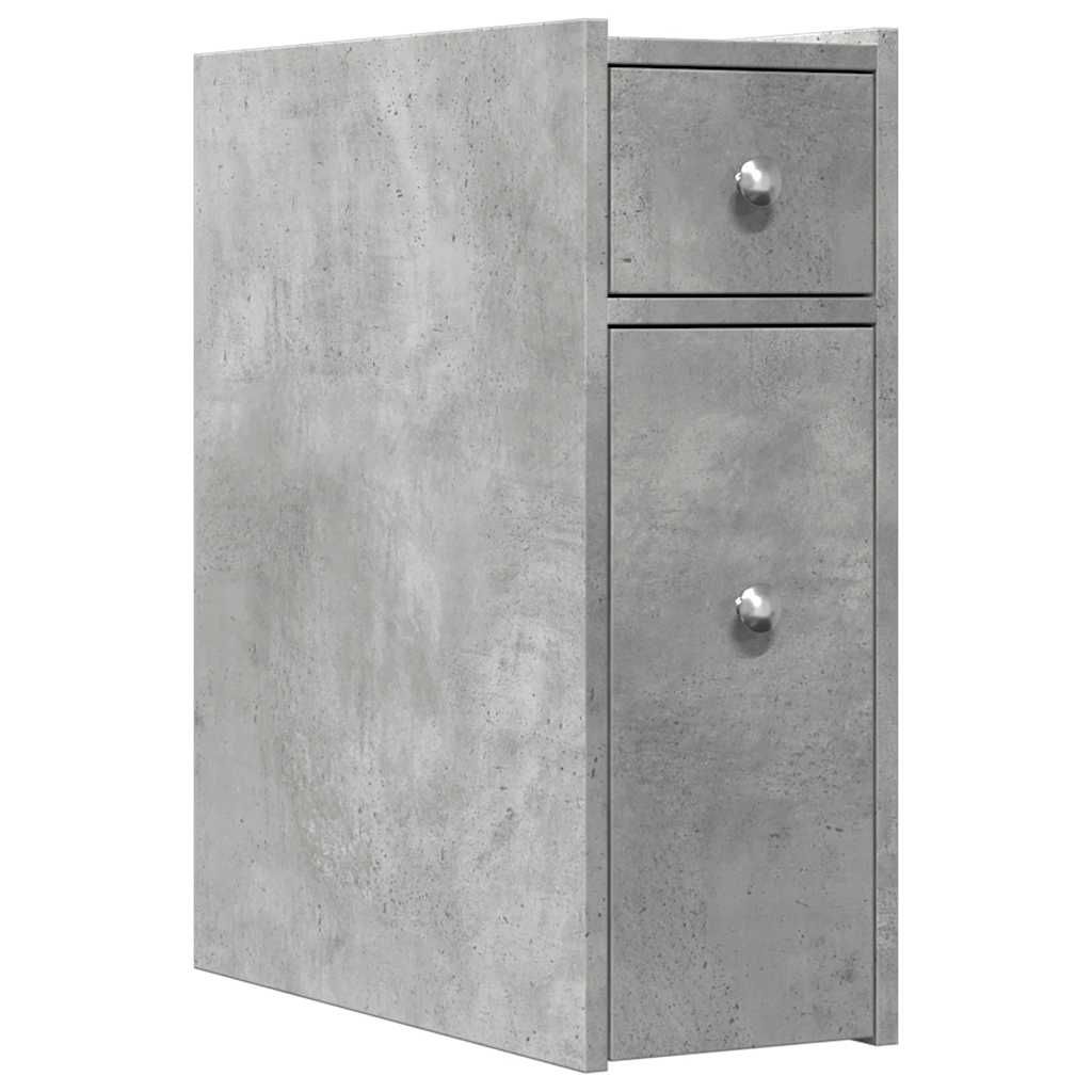 Armoire de salle de bain étroite avec roulettes gris béton - XIOS