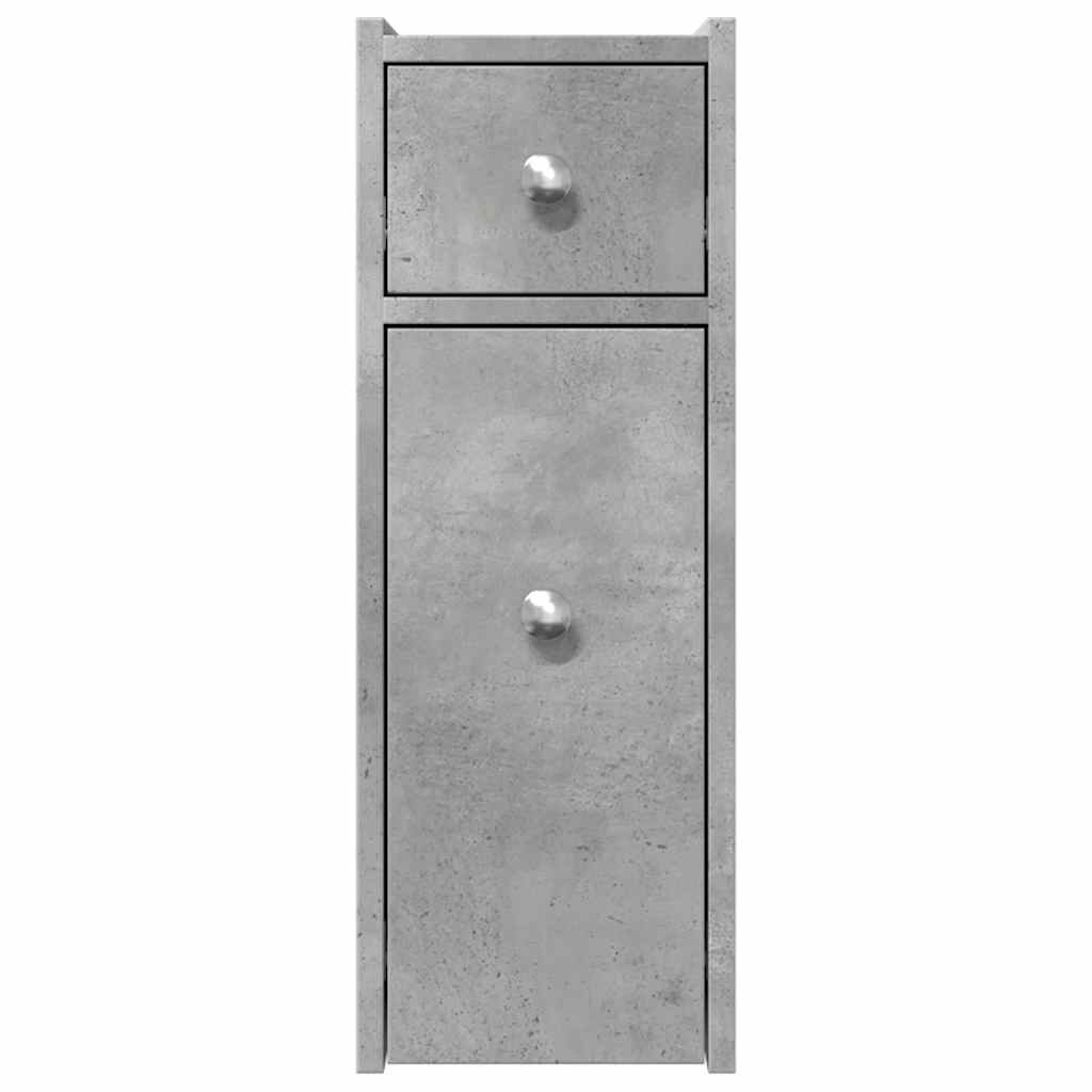 Armoire de salle de bain étroite avec roulettes gris béton - XIOS