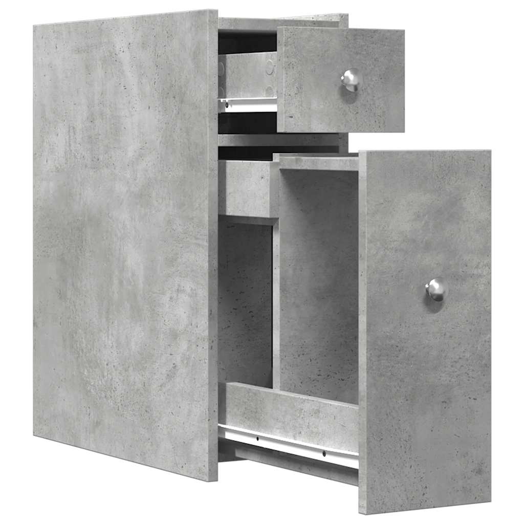 Armoire de salle de bain étroite avec roulettes gris béton - XIOS