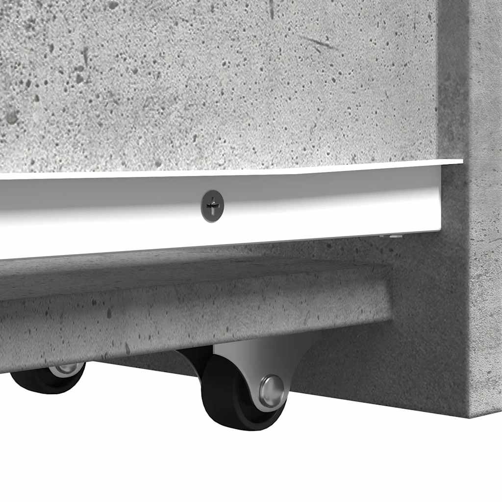 Armoire de salle de bain étroite avec roulettes gris béton - XIOS