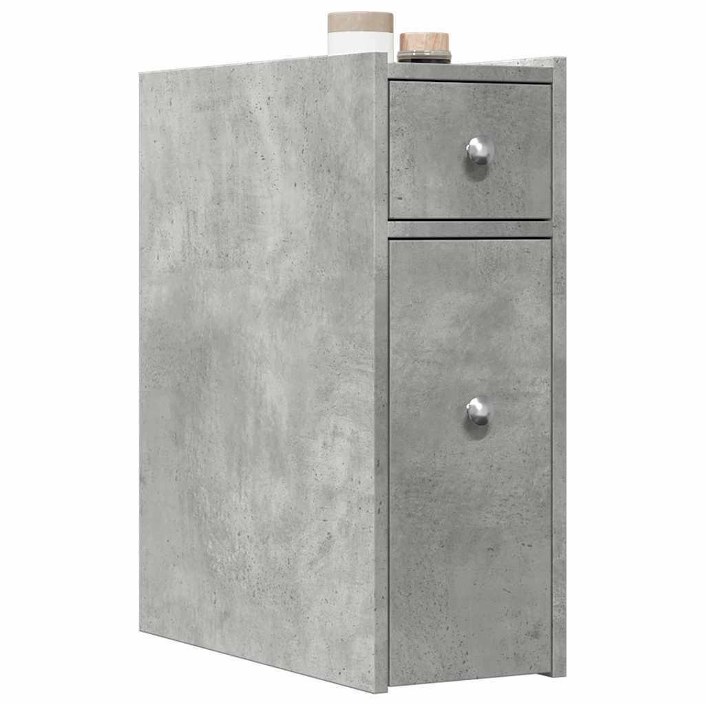 Armoire de salle de bain étroite avec roulettes gris béton - XIOS