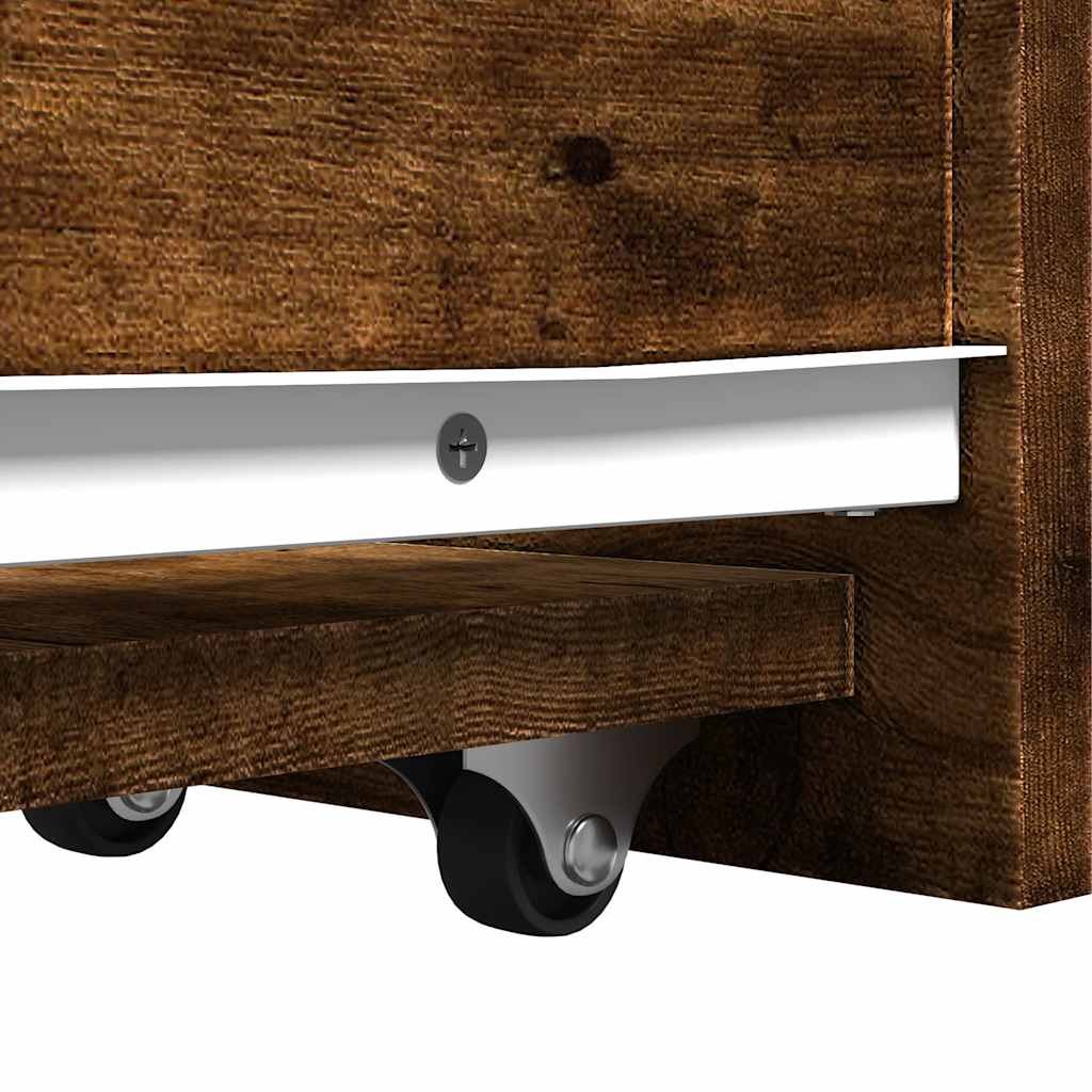 Armoire de salle de bain étroite avec roulettes chêne fumé - XIOS