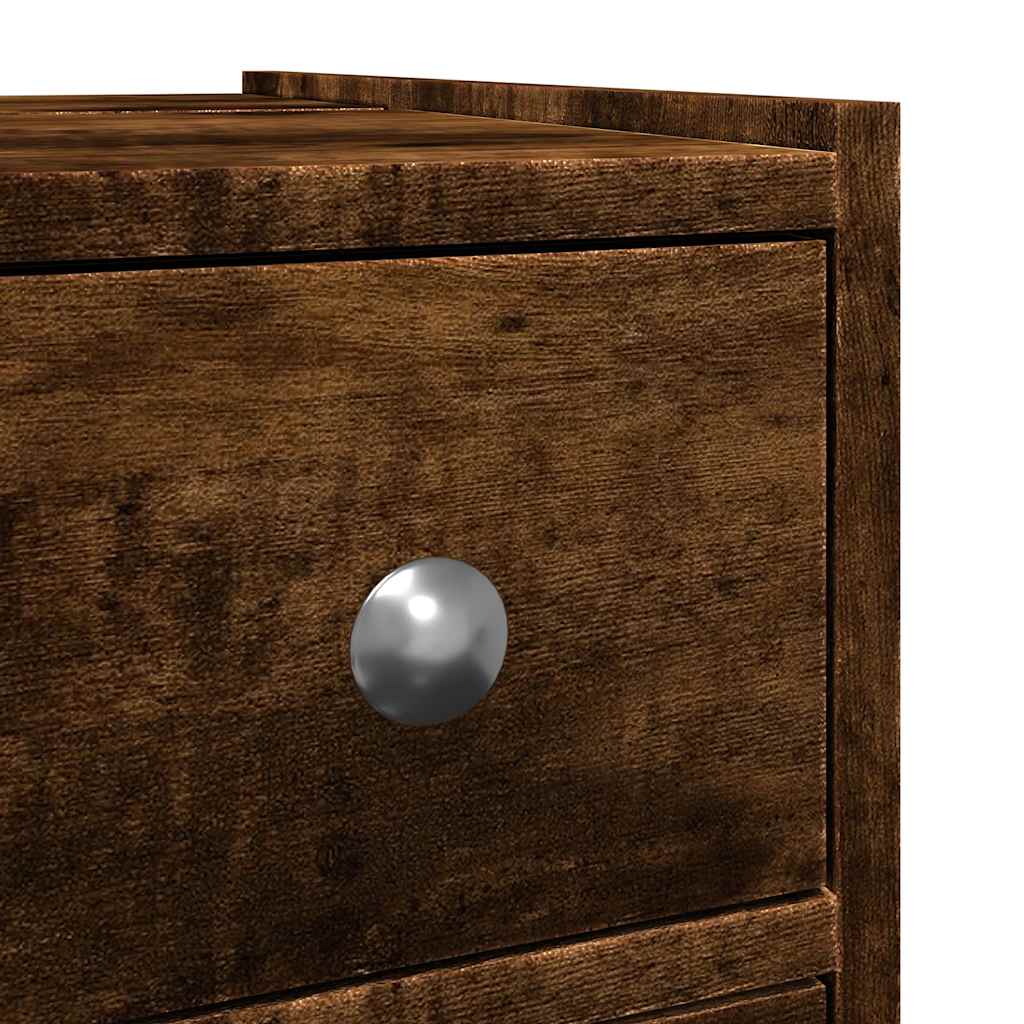 Armoire de salle de bain étroite avec roulettes chêne fumé - XIOS