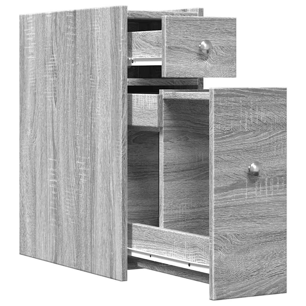 Armoire de salle de bain étroite avec roulettes sonoma gris - XIOS