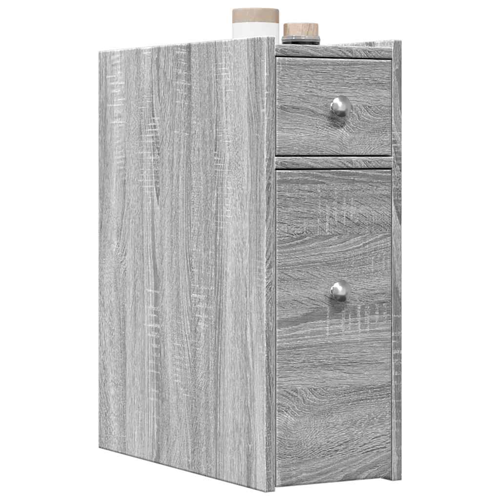 Armoire de salle de bain étroite avec roulettes sonoma gris - XIOS