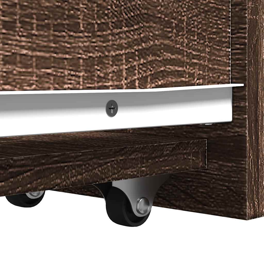 Armoire de salle de bain étroite avec roulettes chêne marron - XIOS