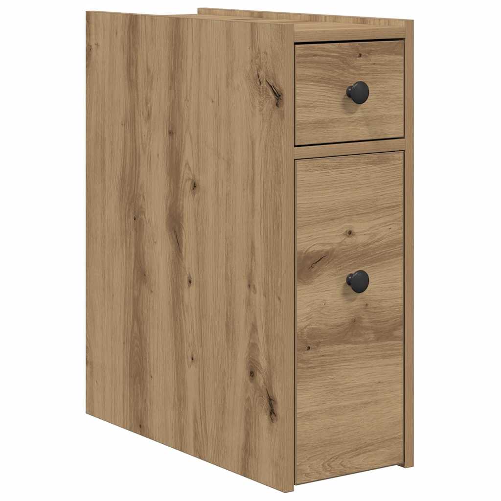 Armoire de salle de bain étroite avec roulettes chêne artisanal - XIOS