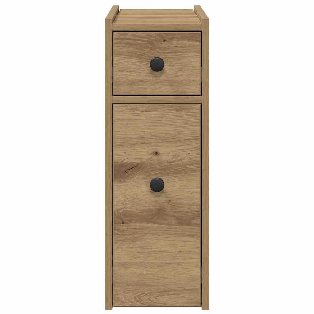 Armoire de salle de bain étroite avec roulettes chêne artisanal - XIOS