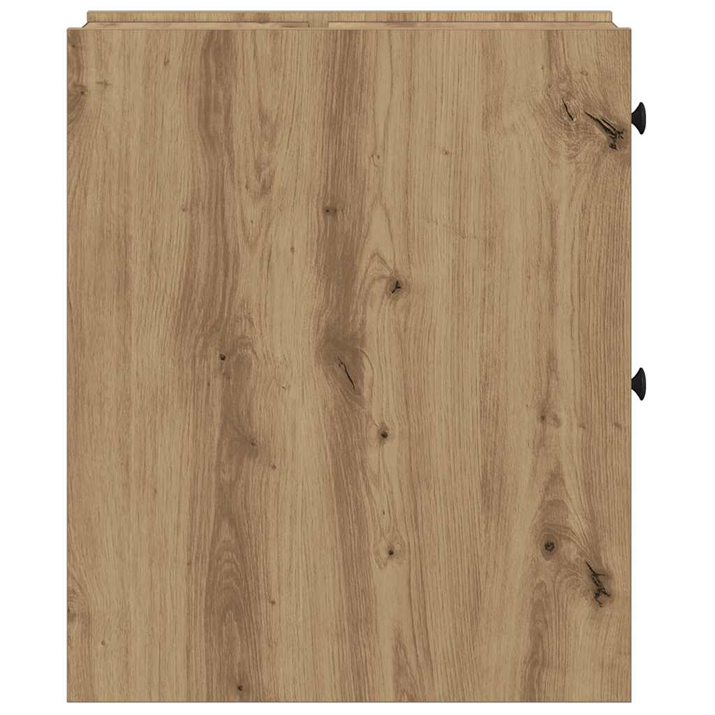 Armoire de salle de bain étroite avec roulettes chêne artisanal - XIOS