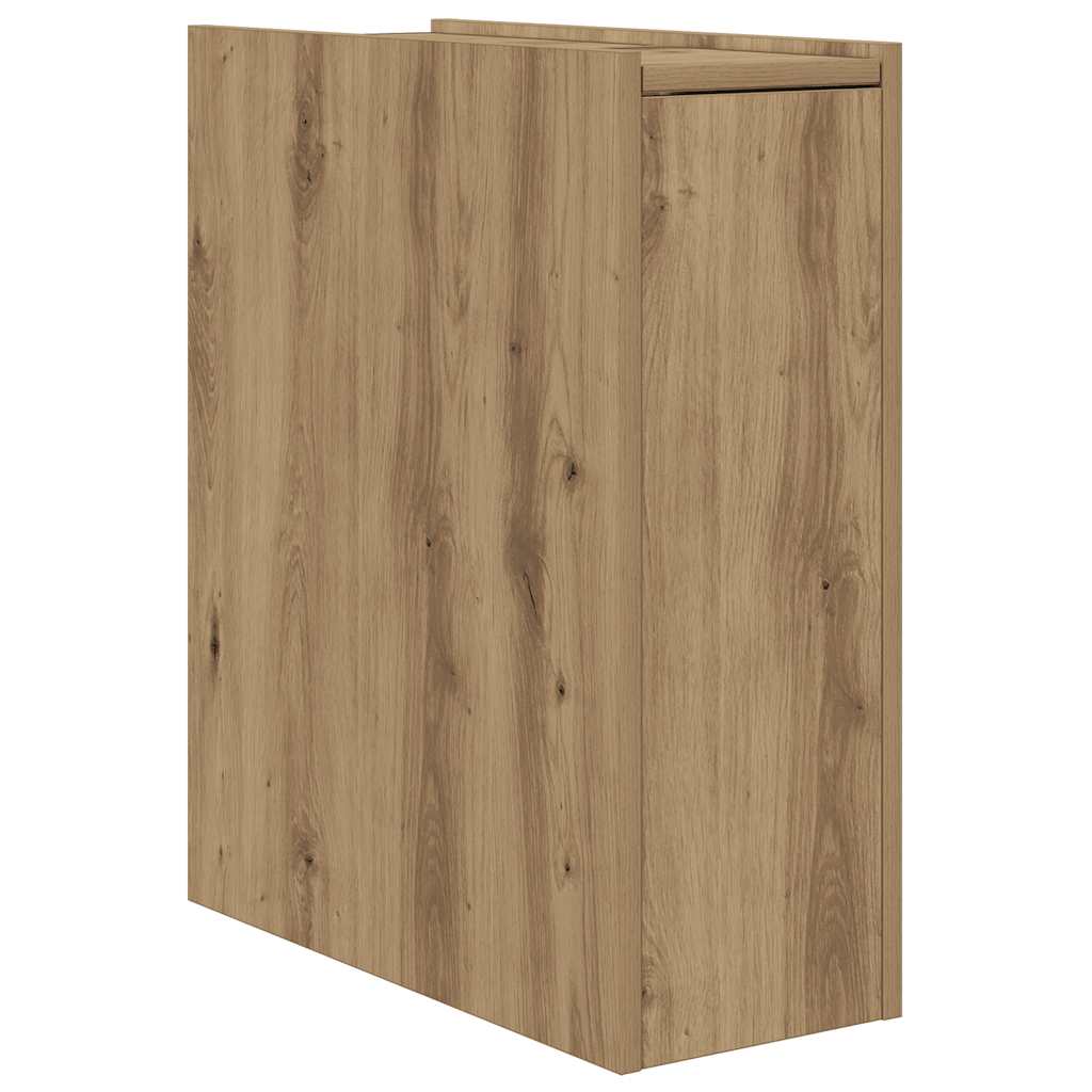 Armoire de salle de bain étroite avec roulettes chêne artisanal - XIOS