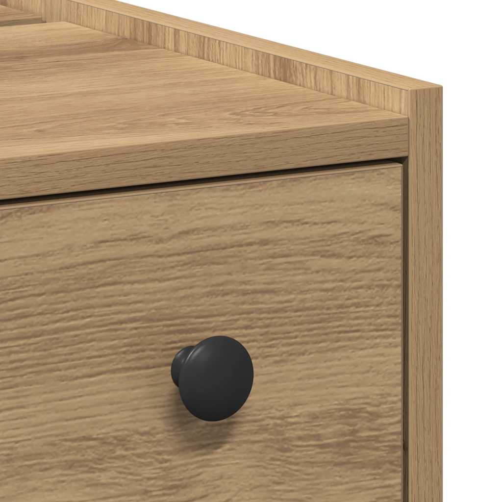 Armoire de salle de bain étroite avec roulettes chêne artisanal - XIOS