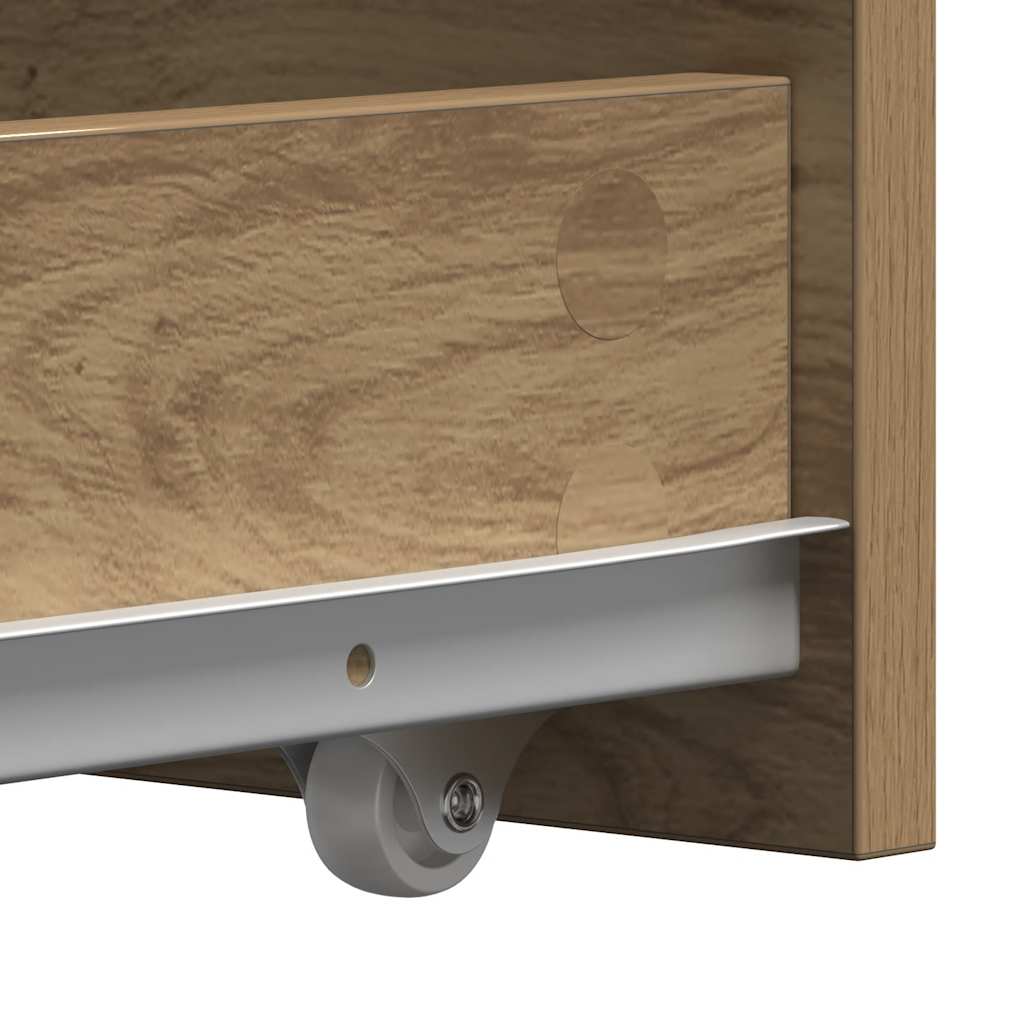 Armoire de salle de bain étroite avec roulettes chêne artisanal - XIOS