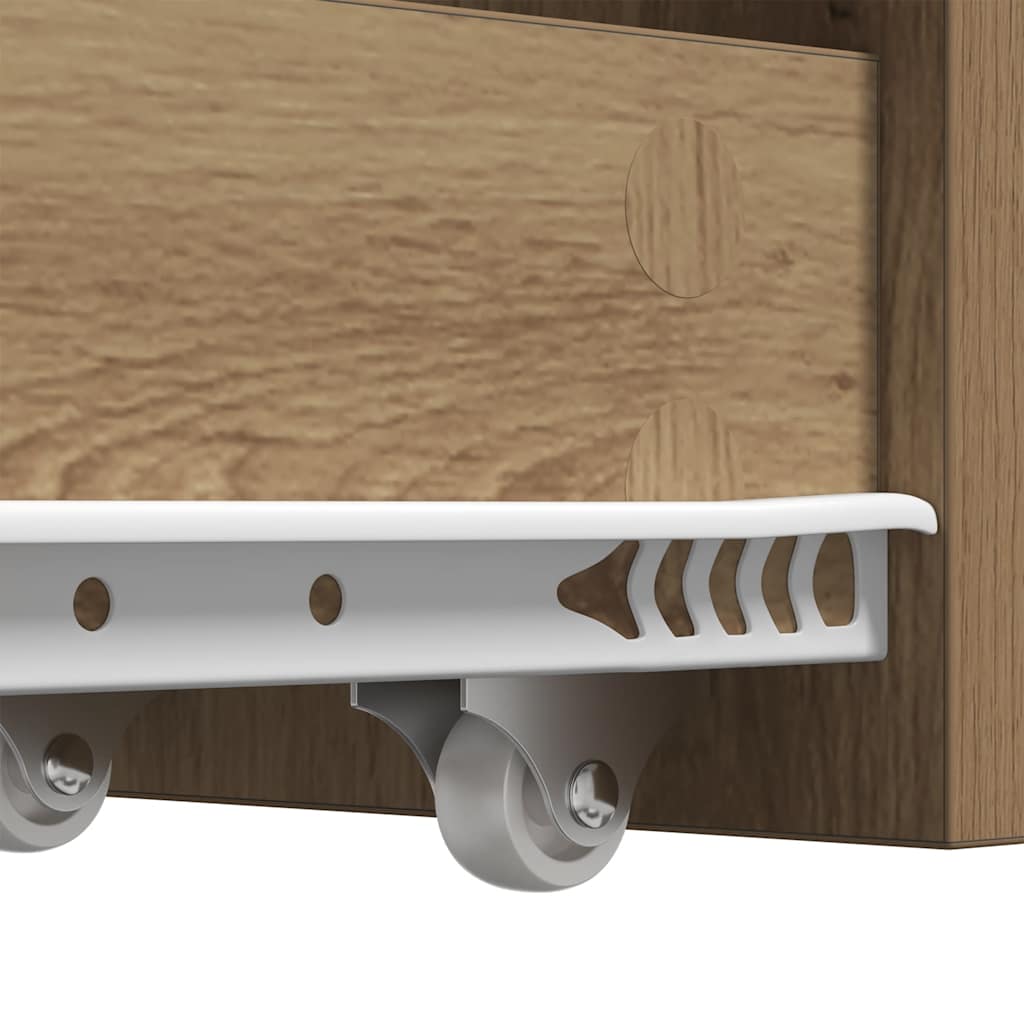 Armoire de salle de bain étroite avec roulettes chêne artisanal - XIOS