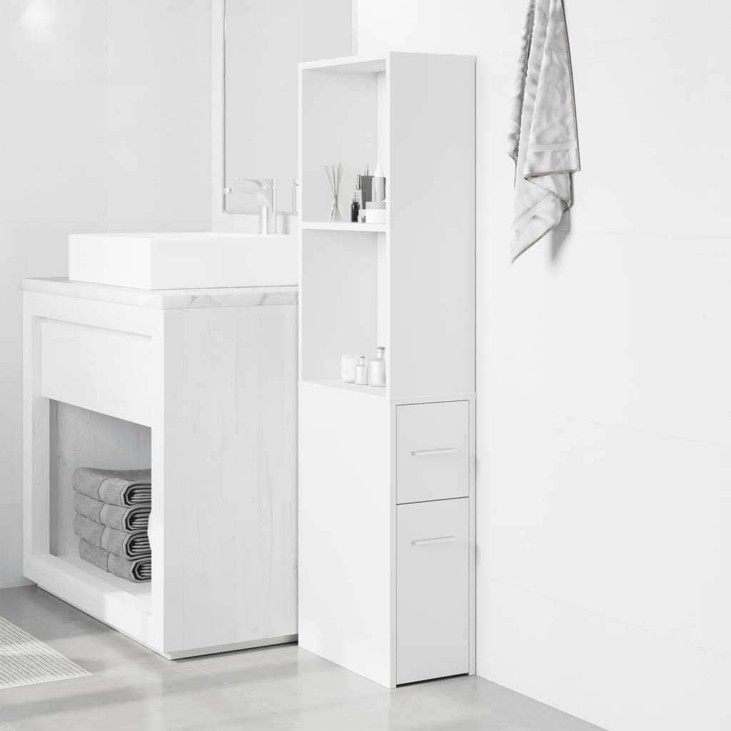 Armoire de salle de bain étroite avec roulettes blanc - XIOS