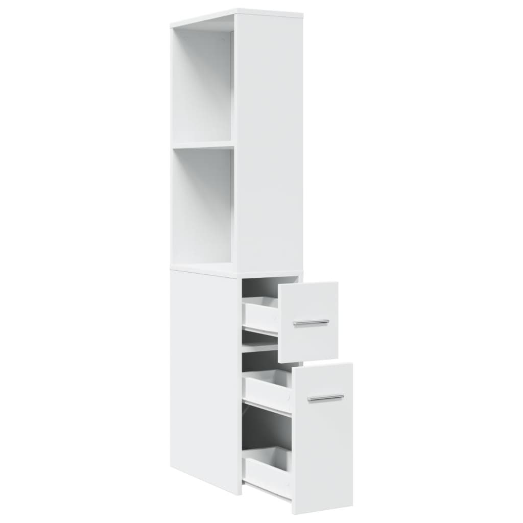 Armoire de salle de bain étroite avec roulettes blanc - XIOS