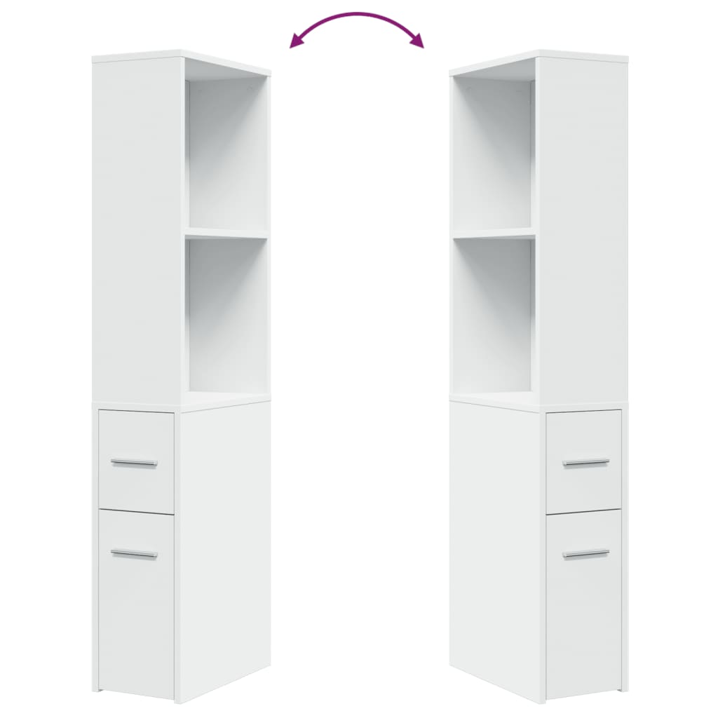 Armoire de salle de bain étroite avec roulettes blanc - XIOS