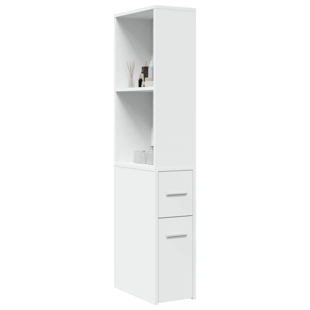 Armoire de salle de bain étroite avec roulettes blanc - XIOS