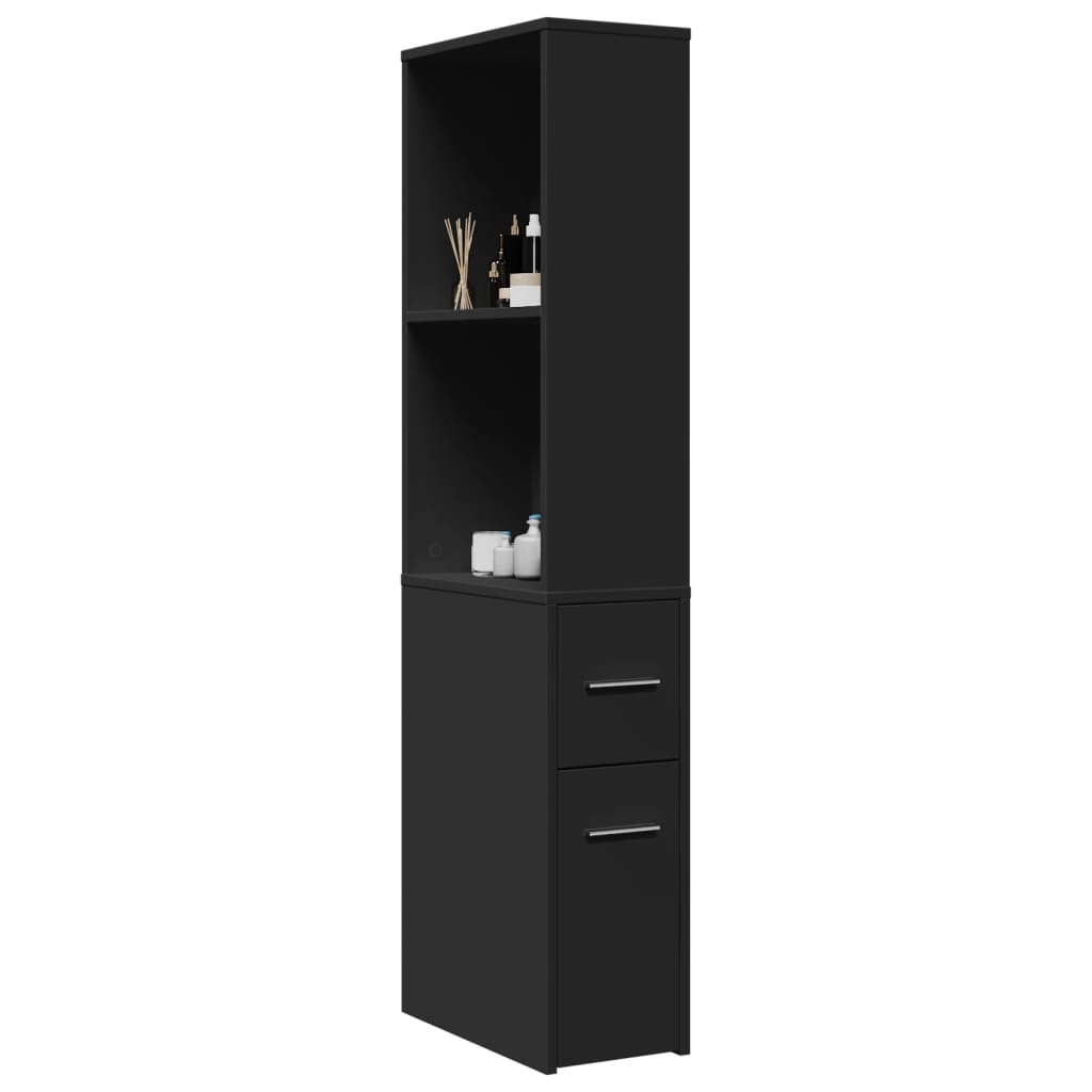 Armoire de salle de bain étroite avec roulettes noir - XIOS