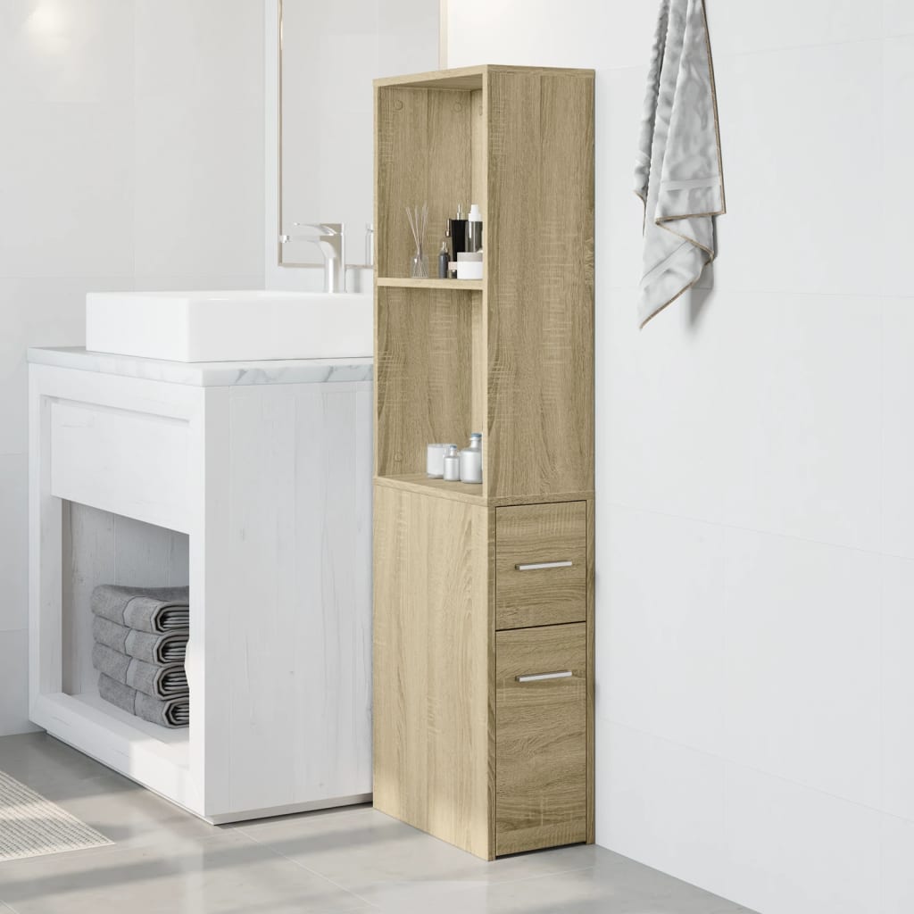Armoire de salle de bain étroite avec roulettes chêne sonoma - XIOS