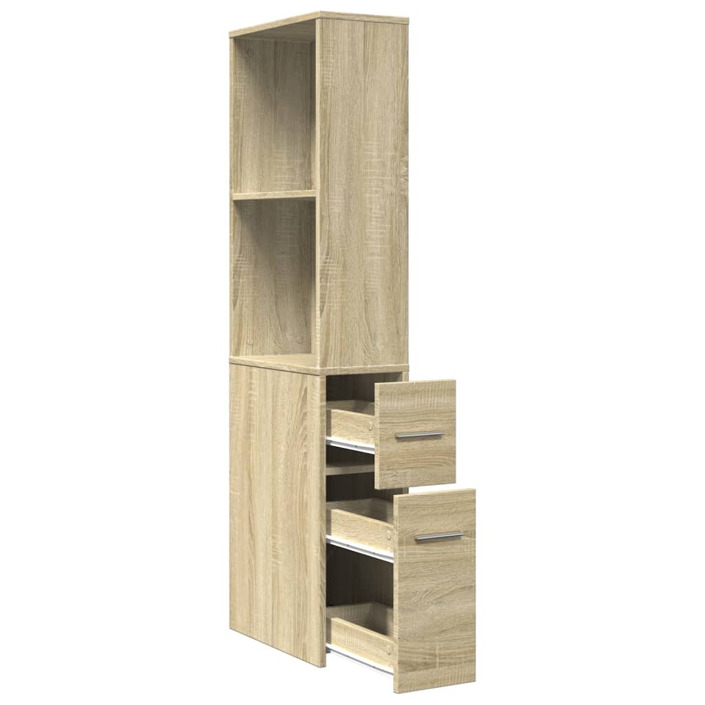 Armoire de salle de bain étroite avec roulettes chêne sonoma - XIOS