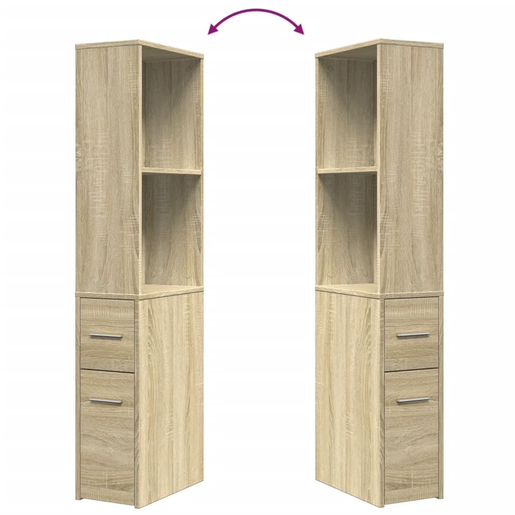 Armoire de salle de bain étroite avec roulettes chêne sonoma - XIOS