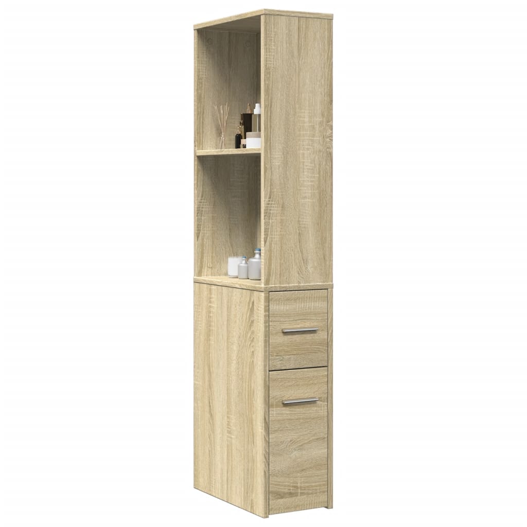 Armoire de salle de bain étroite avec roulettes chêne sonoma - XIOS