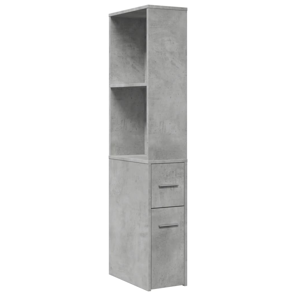 Armoire de salle de bain étroite avec roulettes gris béton - XIOS