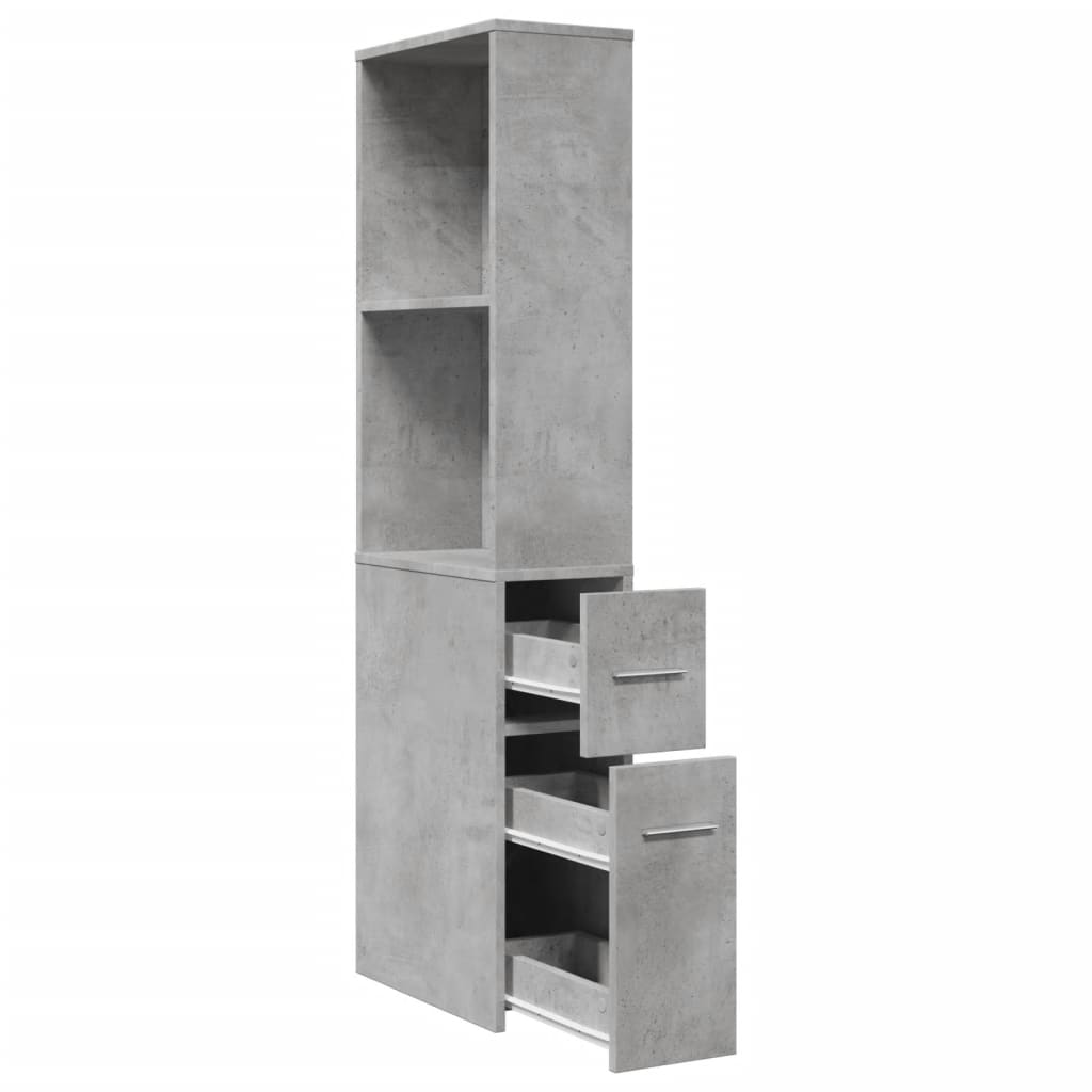 Armoire de salle de bain étroite avec roulettes gris béton - XIOS
