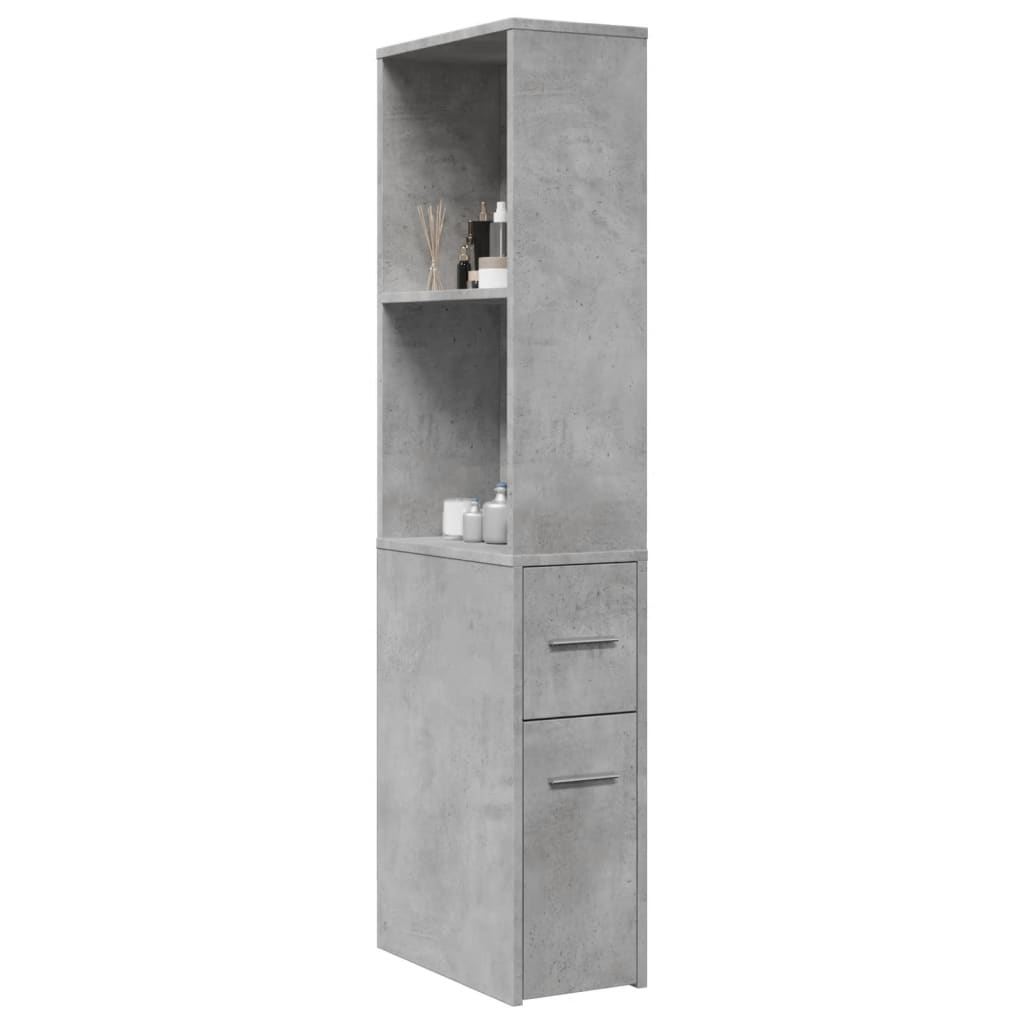 Armoire de salle de bain étroite avec roulettes gris béton - XIOS