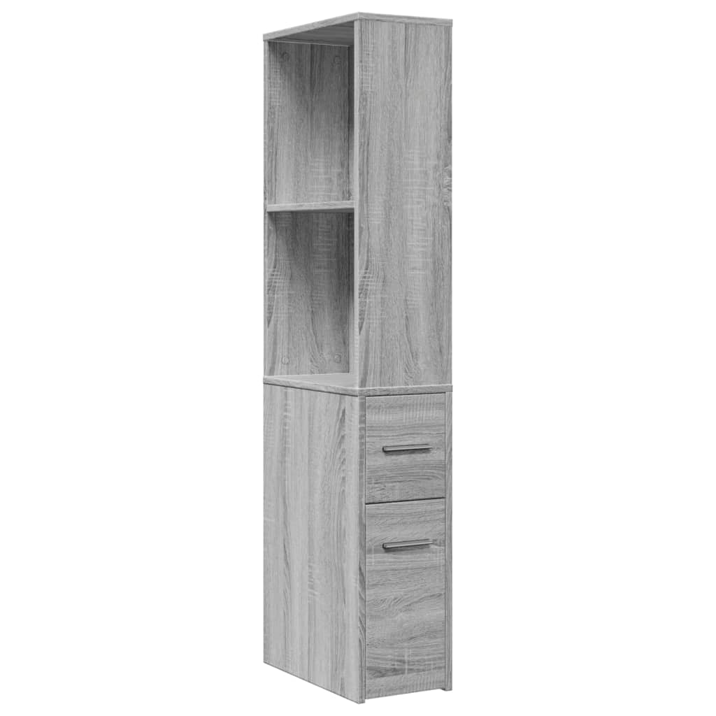 Armoire de salle de bain étroite avec roulettes sonoma gris - XIOS