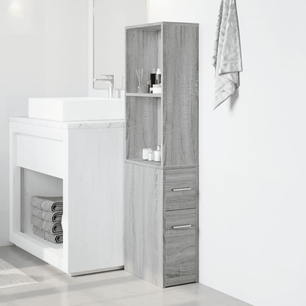 Armoire de salle de bain étroite avec roulettes sonoma gris - XIOS