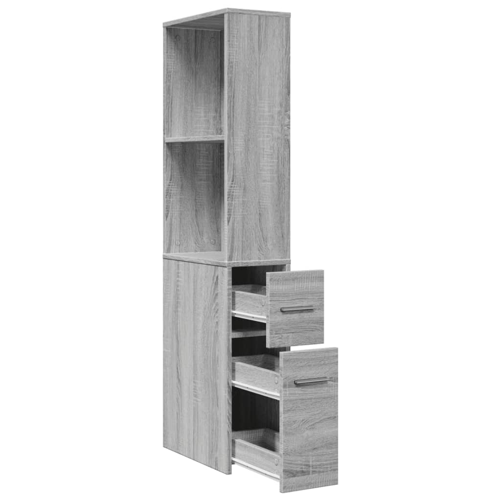Armoire de salle de bain étroite avec roulettes sonoma gris - XIOS