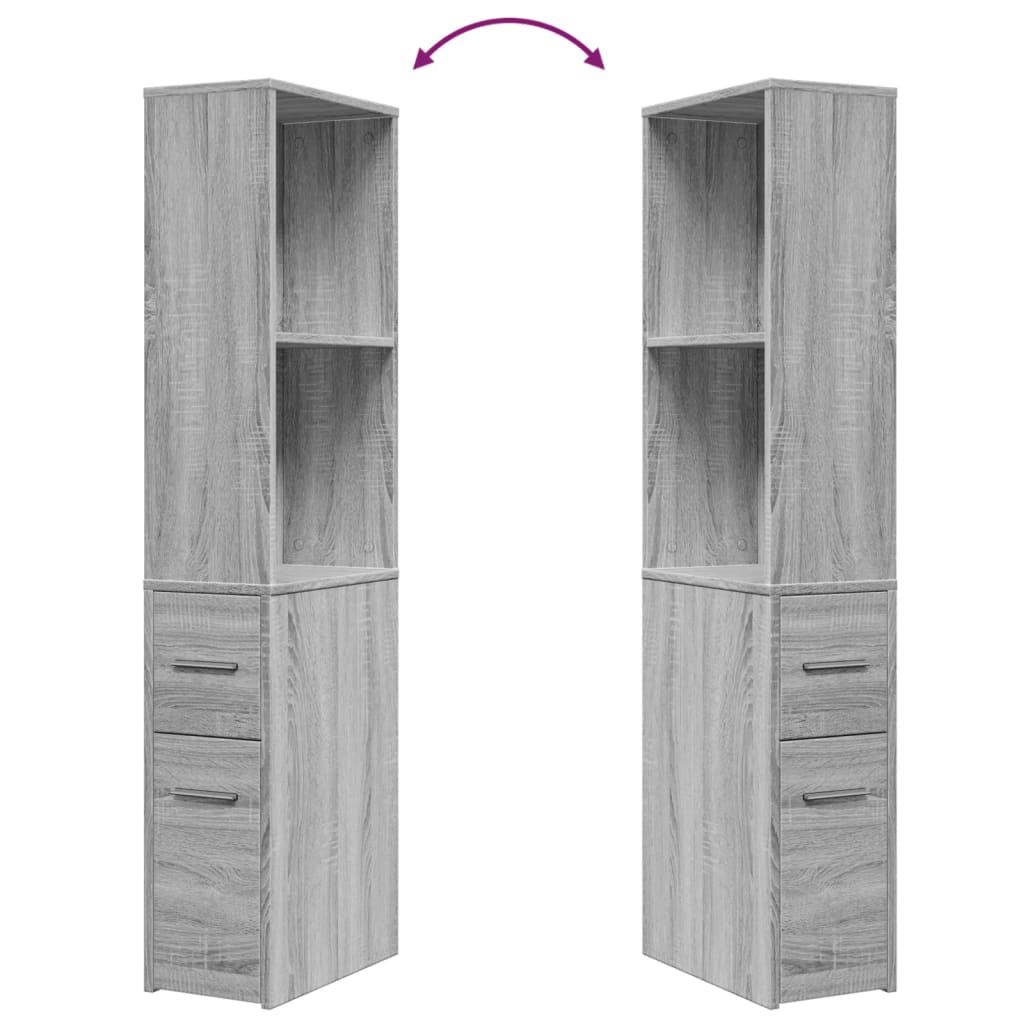 Armoire de salle de bain étroite avec roulettes sonoma gris - XIOS