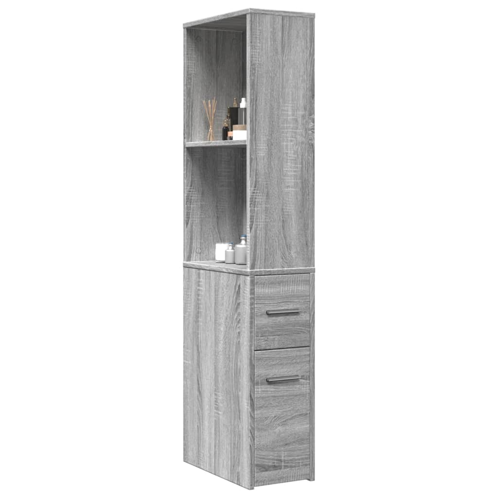 Armoire de salle de bain étroite avec roulettes sonoma gris - XIOS
