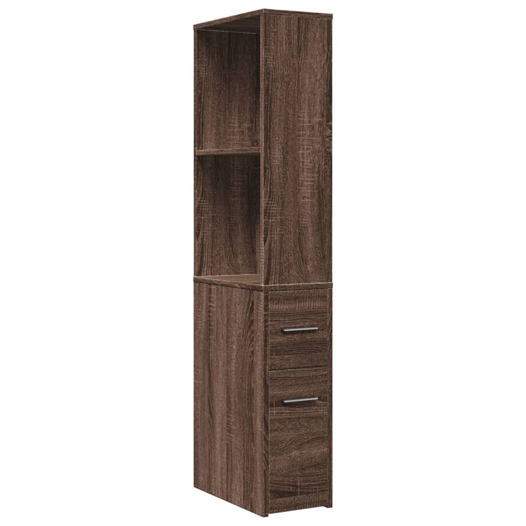 Armoire de salle de bain étroite avec roulettes chêne marron - XIOS
