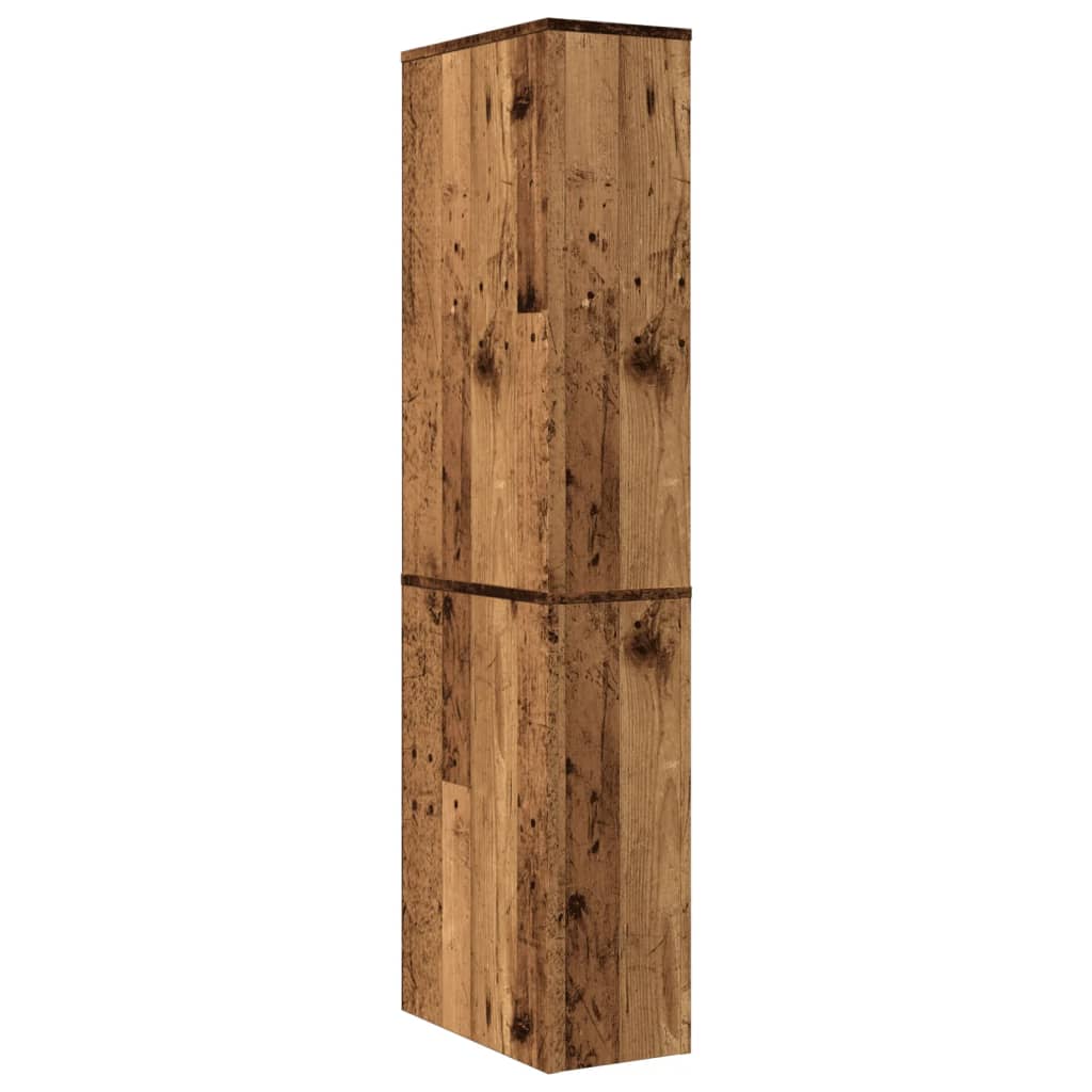 Armoire de salle de bain étroite avec roulettes vieux bois - XIOS
