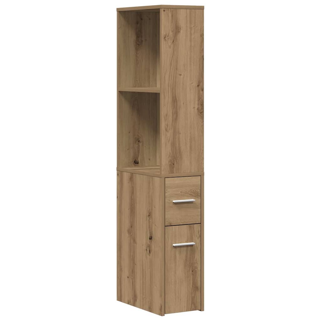 Armoire de salle de bain étroite avec roulettes chêne artisanal - XIOS