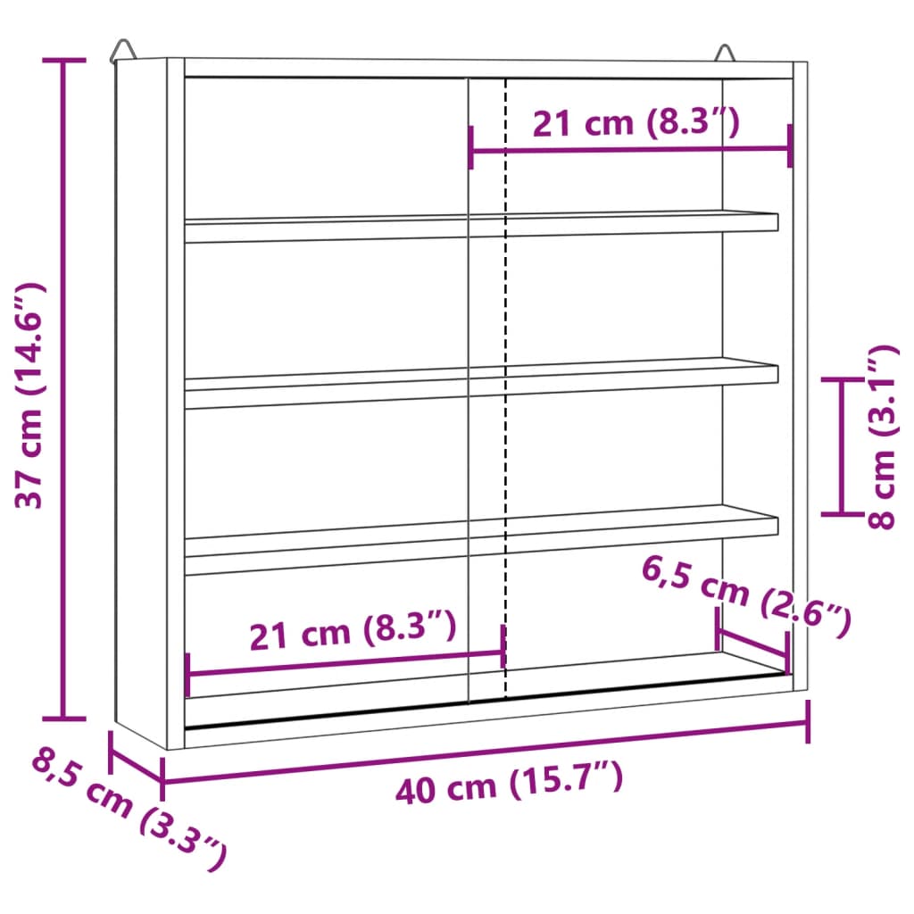 Vitrine de collection en bois avec portes 40x8,5x37cm - XIOS