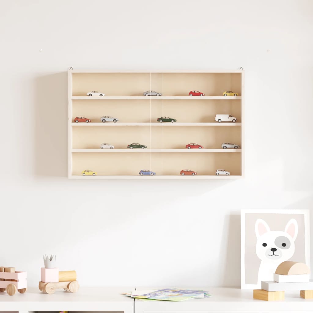 Vitrine de collection en bois avec portes 60 x 8,5 x 37 cm