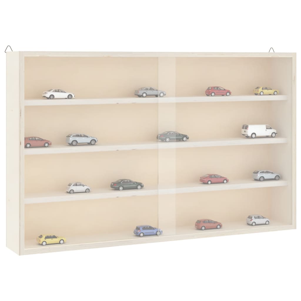 Vitrine de collection en bois avec portes 60 x 8,5 x 37 cm