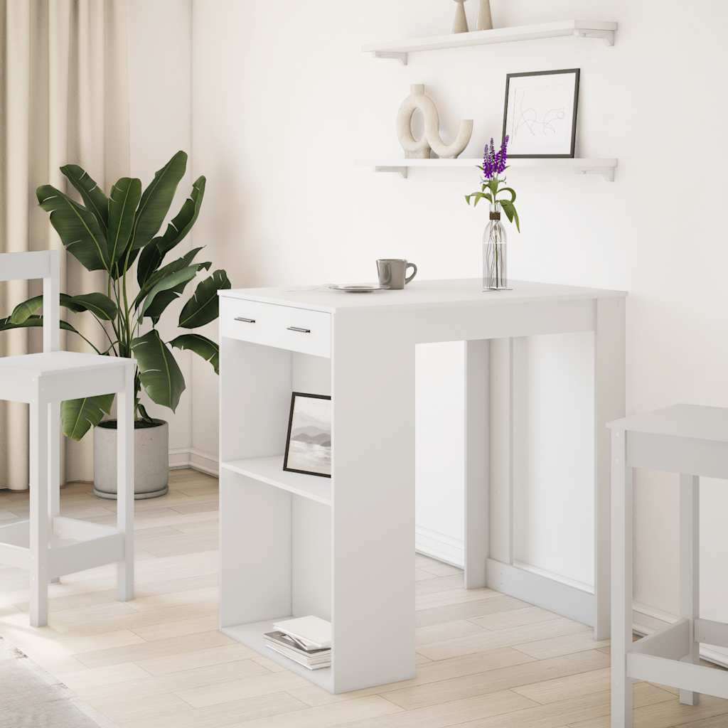 Table de bar blanc 102x70x103,5 cm bois d'ingénierie - XIOS