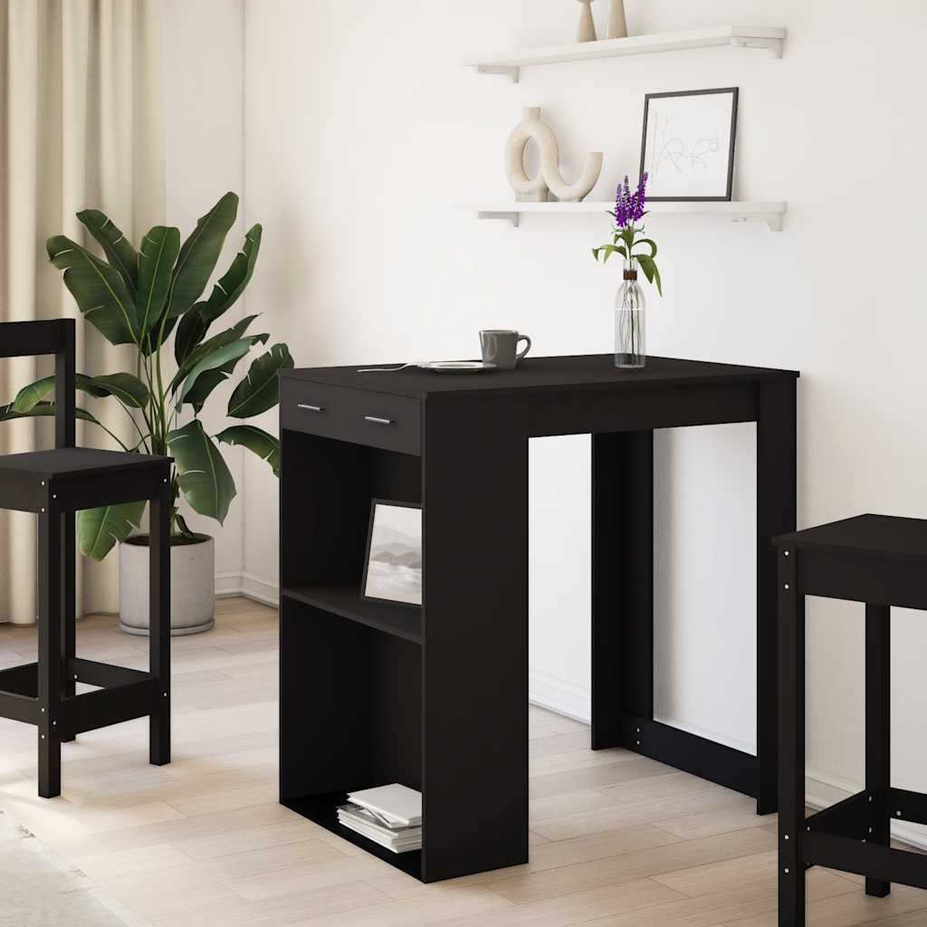 Table de bar noir 102x70x103,5 cm bois d'ingénierie - XIOS