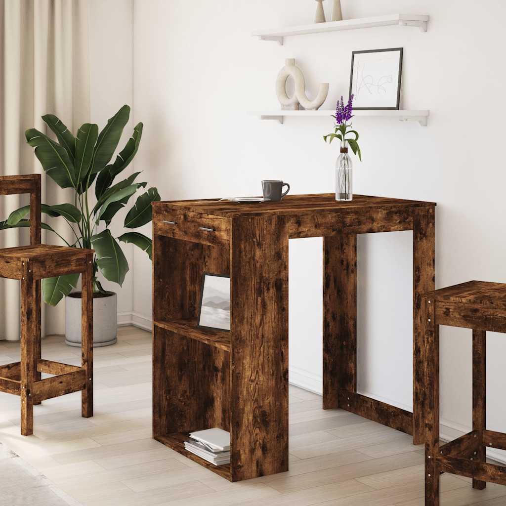 Table de bar chêne fumé 102x70x103,5 cm bois d'ingénierie - XIOS