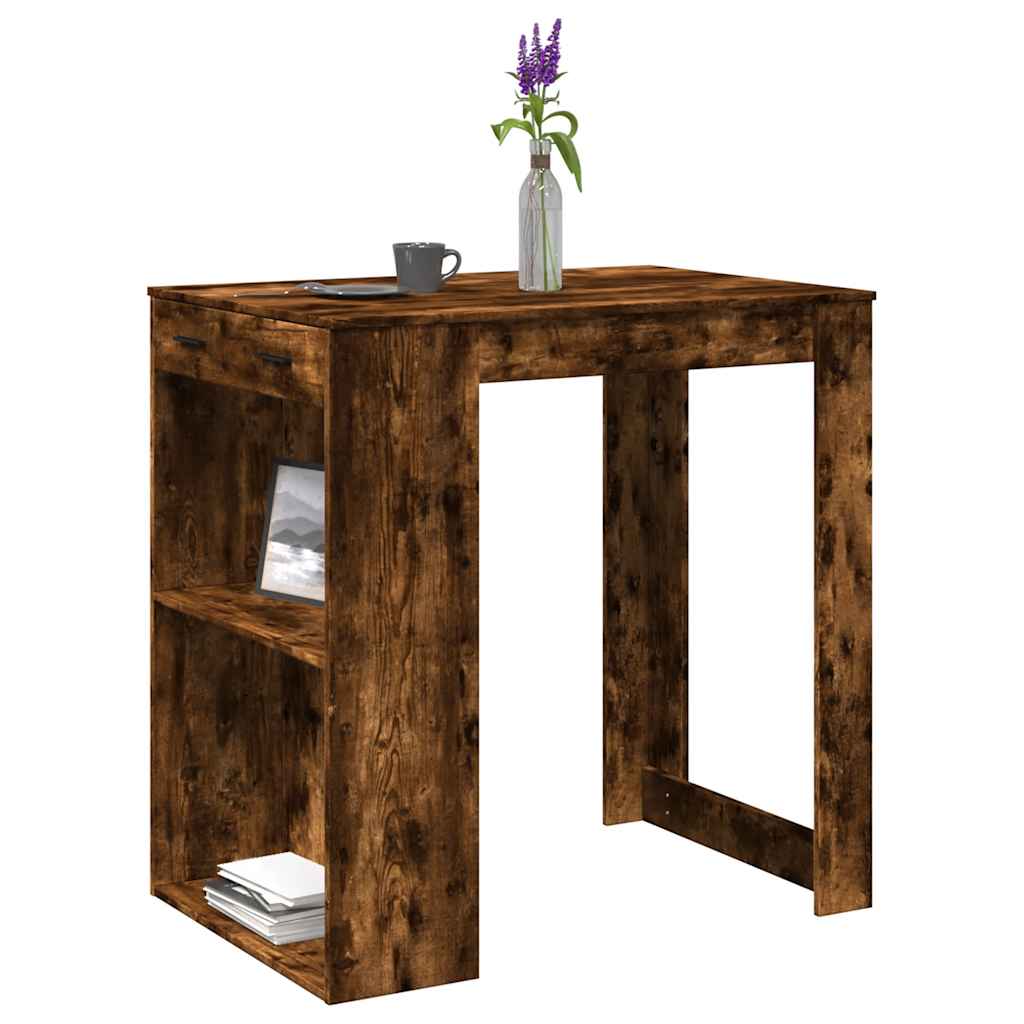 Table de bar chêne fumé 102x70x103,5 cm bois d'ingénierie - XIOS