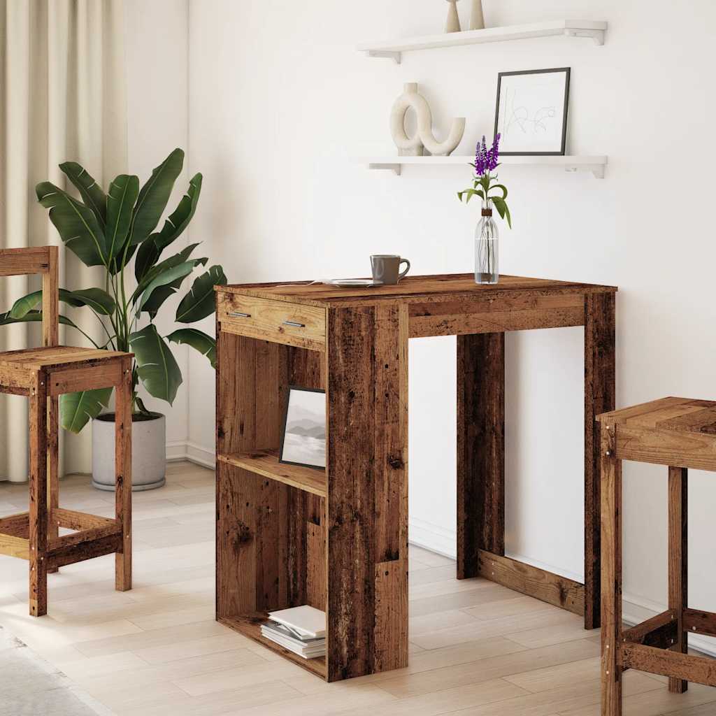 Table de bar vieux bois 102x70x103,5 cm bois d'ingénierie - XIOS