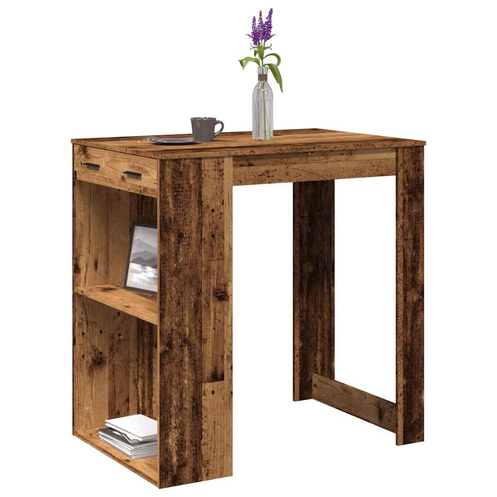 Table de bar vieux bois 102x70x103,5 cm bois d'ingénierie - XIOS