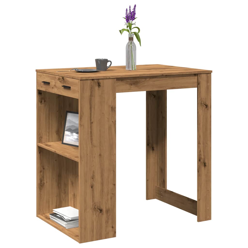 Table de bar chêne artisanal 102x70x103,5 cm bois d'ingénierie - XIOS